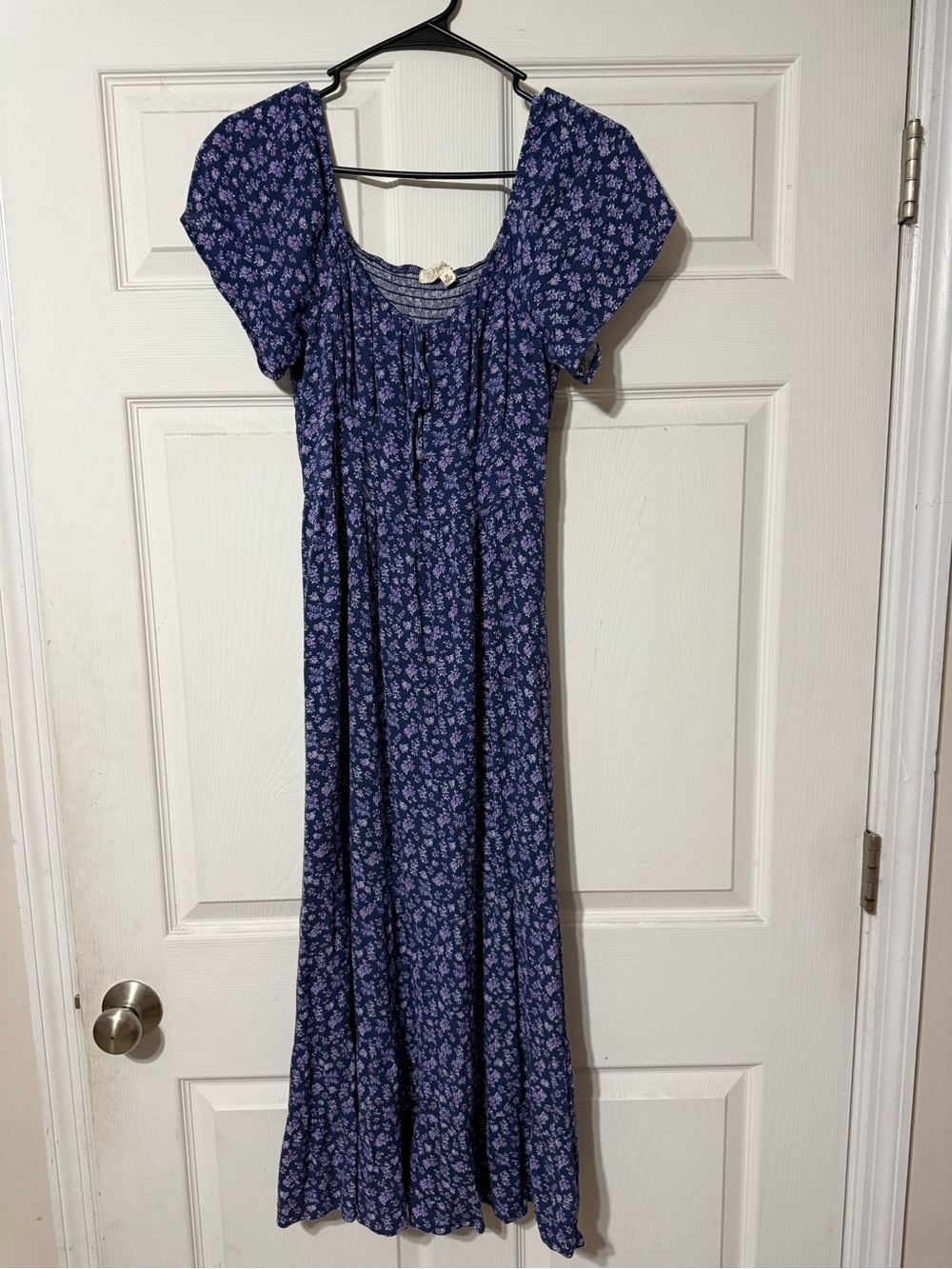 Blue/Purple Floral Midi Dress - Women's Casual Summer Dress